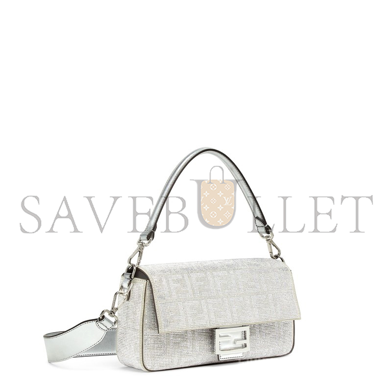 F**di crystal vitello laminato ff medium baguette crystal argento 8br600apkff1jsu (27*15*6cm)